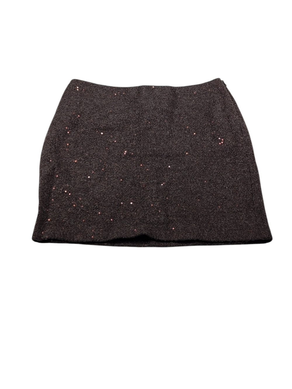 J. Jill Brown Wool Blend Skirt With Copper Colored Sequins Size 6